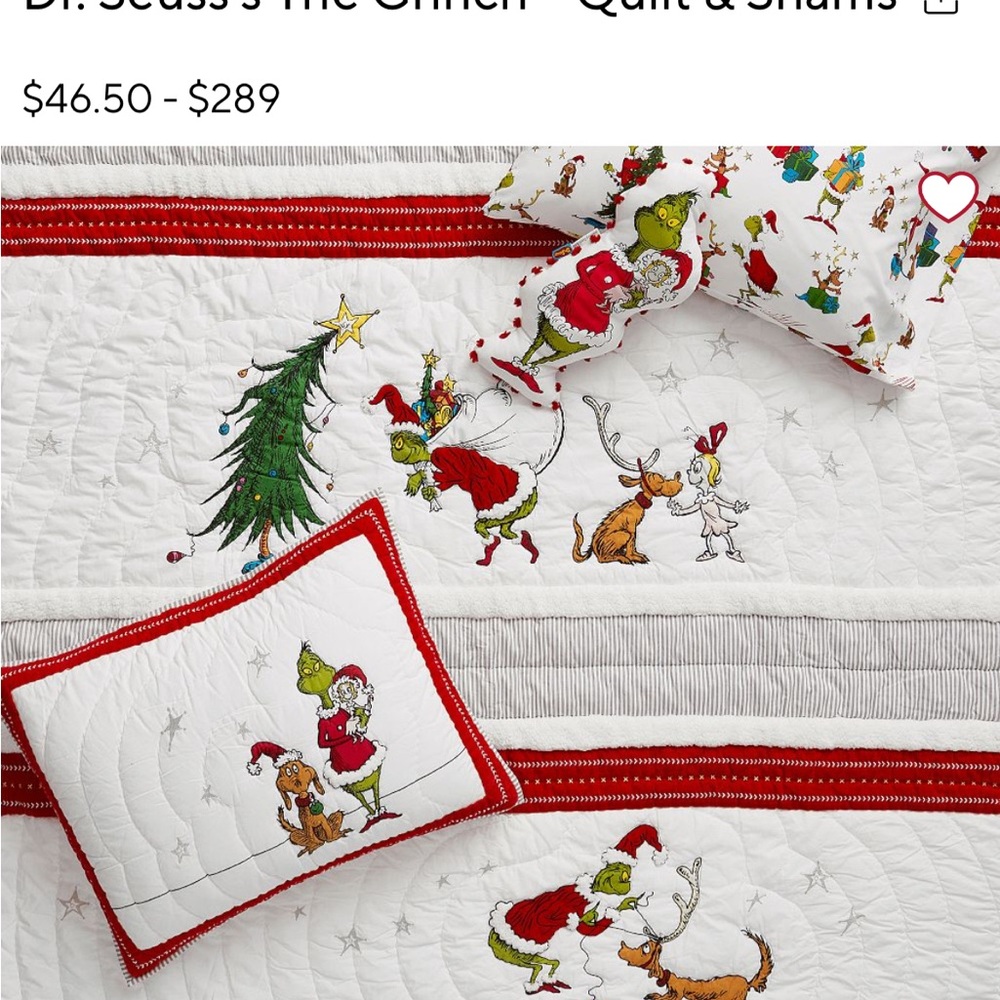 Dr. Seuss Grinch Holiday Bedding Set - Green and Red